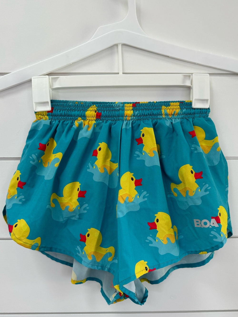 BOA Rubber Duckie 1” Elite Split Running Shorts XS Blue Yellow